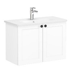 Vitra Root Classic 68652 Lavabo Dolabı, Kapaklı, 80 Cm, Dar, Mat Beyaz, Yuvarlak Lavabolu